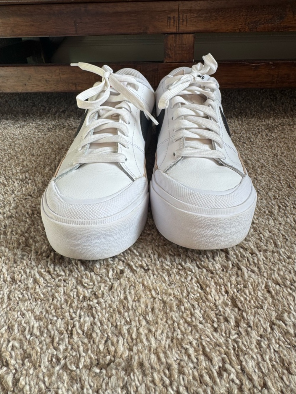 Nike Court Legacy Lift Athletic Sneakers White Black Lace-Up Low Top - Picture 9 of 9